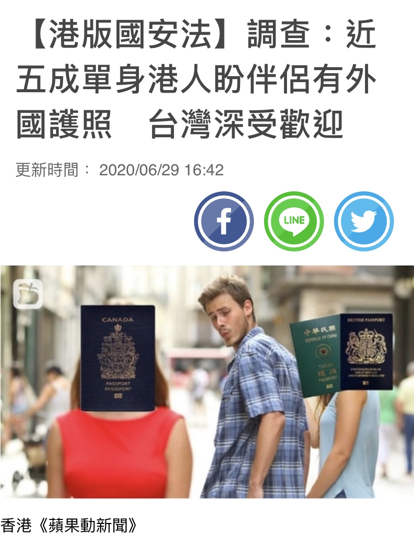 Speed Dating 傳媒報導: 【港版國安法】調查：近五成單身港人盼伴侶有外國護照　台灣深受歡迎
