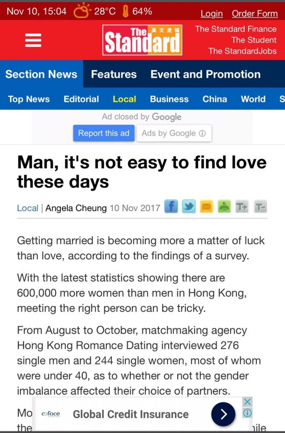 Speed Dating 傳媒報導: The Standard:  Man, it's not easy to find love these days
